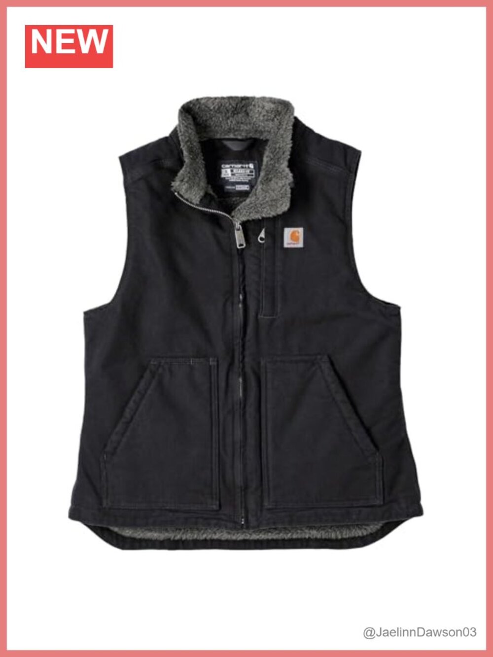 Washed Duck Sherpa-Lined Mock Neck Zip Vest Relaxed Fit Workwear